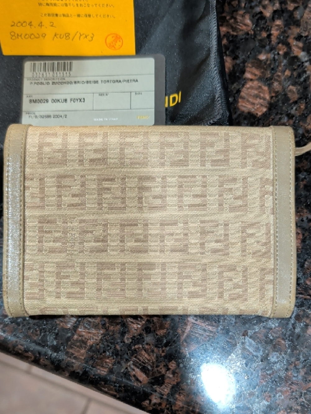Fendi Beige Zucca Canvas Fold Wallet with Taupe Trim - Picture 3 of 16